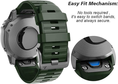 NotoCity Compatible with Fenix 6X Pro Band 26MM - Watch bands For Fenix 6/Fenix 5X/Fenix 3/HR/Tactix/Descent MK1/D2 Delta PX/D2 Charlie(Black/slat...