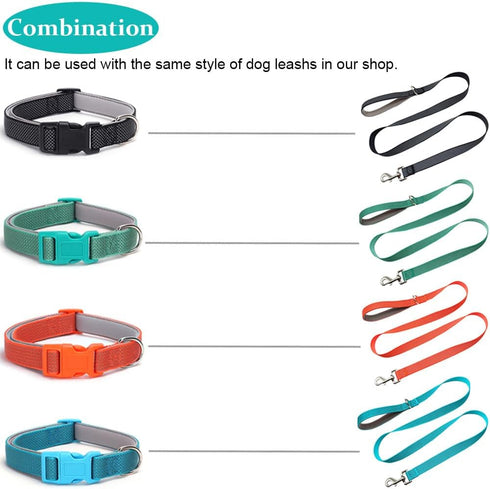 Full Reflective Dog Collar Adjustable Soft Padded Nylon Pet Collars Durable D-Ring Quick Release Buckle Working Collars for Small Medium Large Dog...