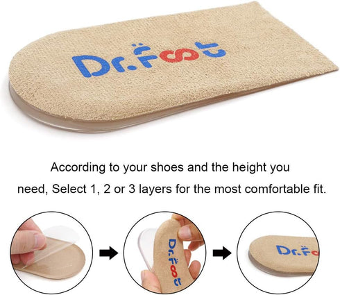 Dr.Foot Adjustable Orthopedic Heel Lift Inserts, Height Increase Insole for Leg Length Discrepancies, Heel Spurs, Heel Pain, Sports Injuries, and ...