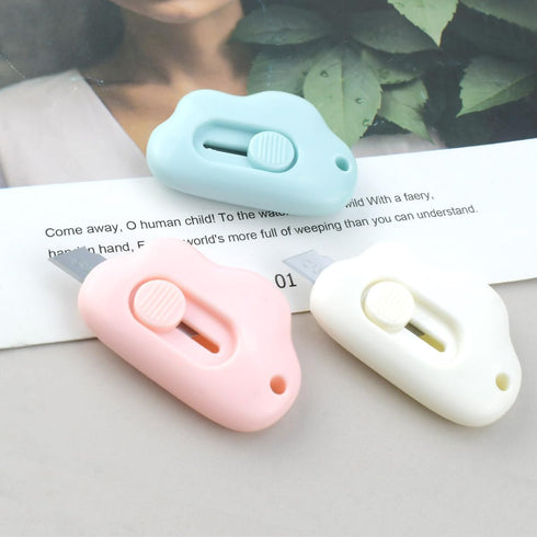 6 Pack Mini Cloud Box Cutter Retractable Letter Opener Paper Cutting Utility Knife Portable Envelope Slitter Cute Cloud Shaped Art Crafts DIY Kniv...