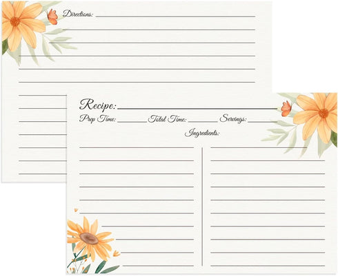 Recipe Cards 4x6, Premium Double-Sided Recipe Cards for Wedding, Bridal Shower, Housewarming, Set of 60 (4x6,Daisy)...