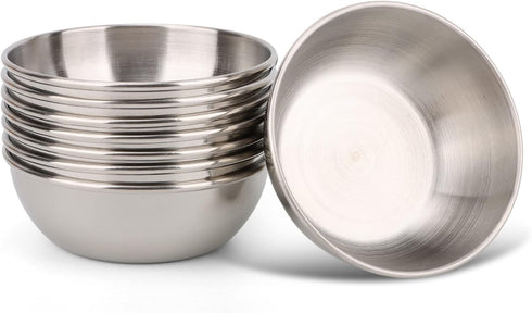 8Pcs 3.2inch Sauce Dishes Dipping Small Bowls - 2 oz Mini Stainless Steel Saucers Dish Cook Prep Side Dish Soy Sauce Sushi Dip Dishes Condiment Se...