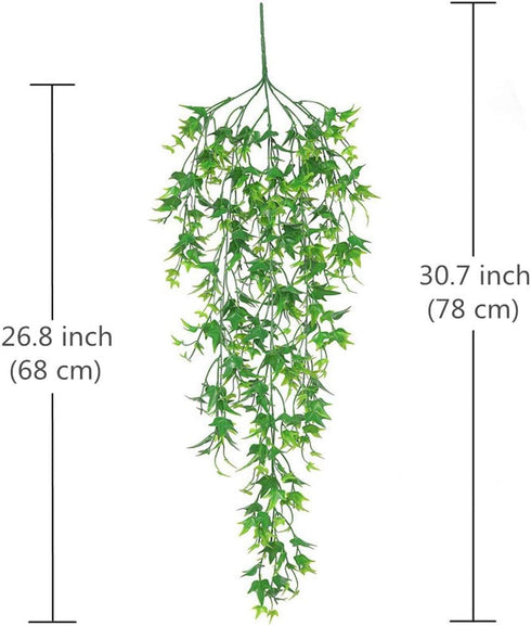 Artificial Hanging Vine, Sweet Potato Leaves Plastic Plants Greenery Faux Ivy Garland Fake Plant UV Resistant for Indoor Outdoor Garden Door Wall ...