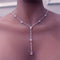 YERTTER Silver Sparkly Full Rhinestone Chain Choker Tassel Necklace Long Crystal Collar Necklace Luxury Diamond Statement Choker Necklace for Part...