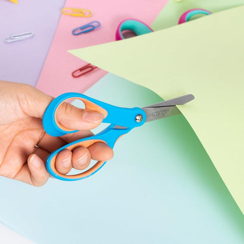 LIVINGO Left Handed Kids Scissors: Blunt Tip Safety Lefty Toddler Child Scissors for School Craft Cutting Paper - 3 Pack 5 inches Comfort Grip Gre...