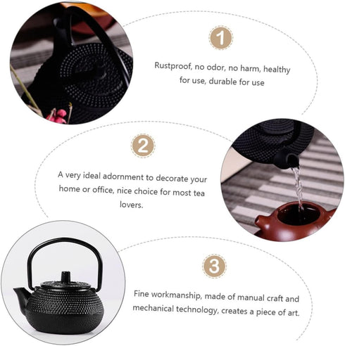 Hemoton cast iron teapot tea set retro metal coffee kettle simulation kitchen kettle cast iron tea kettle for stove top furniture iron boiling tea...