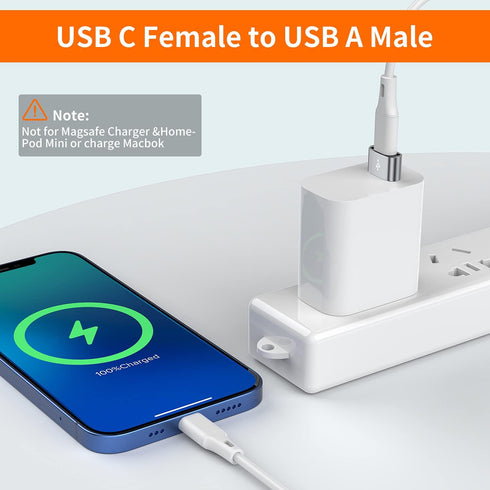 JXMOX USB C Female to USB Male Adapter 4-Pack, Type C to USB A Charger Cable Converter,Compatible with iPhone 11 12 13 14 15 Plus Pro Max,iPad Pro...