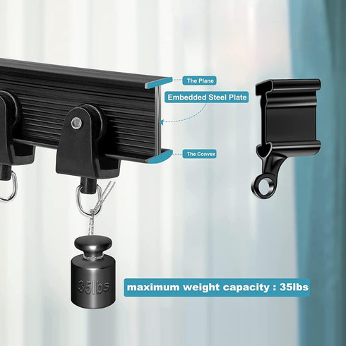 KOLAKO Curtain Track Accessories for Flexible Bendable Curved Curtain Track Ceiling Wall Mount Black Sliding Drop Curtain Track Hardware Set – Cur...