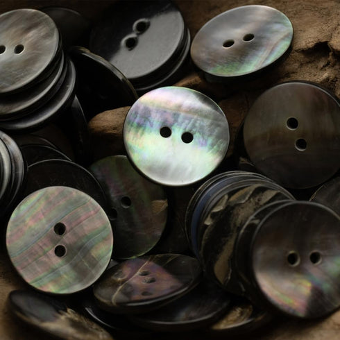 20 Pieces Genuine Natural Black Mother of Pearl Buttons, 2 hole Real Black MOP Buttons for Women Men Shirts Dresses Polo Skirts Sewing DIY (Black ...