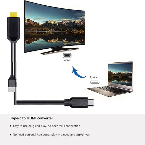 USB C to HDMI Cable,Phone toTV Adapter 6Ft 4K Display & Charging for Macbook Pro/iPad Pro/Chromebook/Laptop/Samsung phones to TV/Monitor/Projector...