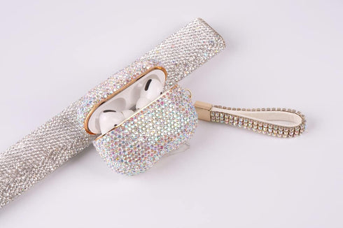 Sparkly Diamond Case for AirPods Pro 1&2 Generation with Keychain, Shockproof Protective Premium Bling Rhinestone Cover Skin Compatible with AirPo...