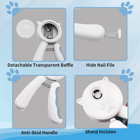 WishLotus Pet Nail Clippers, Anti-Slip and Splash Dogs Nail Clipper with Clear Baffle and Hide Nail File Cat Claw Clippers Grooming Tool Accessori...