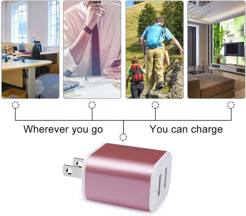 Wall Charger, Micro USB Cable, 2.1A Dual Port USB Wall Charger Cube Fast Charging Block with 2Pack 6ft Android Charging Cord for Samsung Galaxy S6...