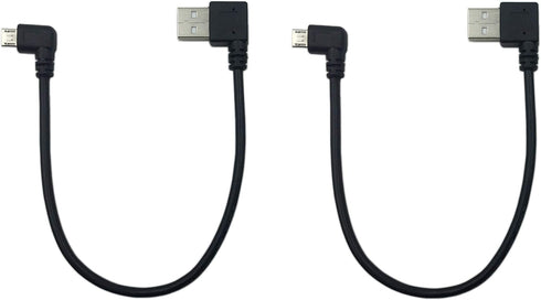 CERRXIAN 9Inch Micro USB Cable Combo Left Angle Micro USB 5 Pin Male to USB 2.0 Type A Right Angle Male Data Sync and Charge Cable (Black)(2-Pack,...