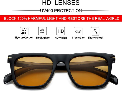 JOVAKIT Fashion Square Sunglasses for Men Women Trendy Flat Lens Sun Glasses Outdoor Sports Driving Sunnies UV400 Protection (Black/Orange)...