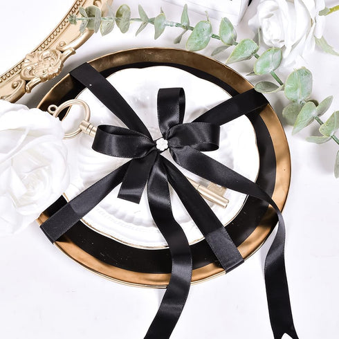 YAMA Black Double Face Satin Ribbon 5/8" 25 Yards Black Ribbon for Gift Package Wrapping,Floral Design,Hair Bow Clip Making,Crafting,Sewing,Weddin...
