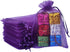 100pcs Organza Drawstring Gifts Bags for Jewelry Women,Coin, 5x7 Inches Sheer Fabric Mesh Purple Plain Pull String Sack for Baby Shower,Christmas,...