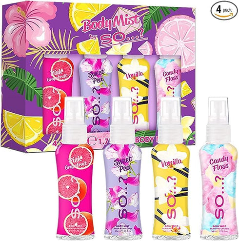 So…? Body Mist Set - Body Spray for Women - Gifts for Women - 650 to 1000 Sprays - Travel Size Perfume - Vegan Perfumes for Women - 4 pcs...