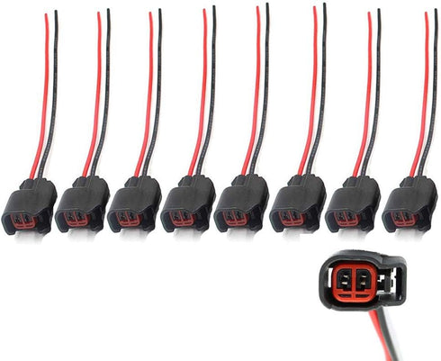 8 Pcs Fuel Injector Connector Pigtail Wire EV6 EV14 USCAR Fit for Dodge LS2 LS3 GM Ford...