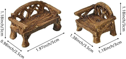 Brown Fairy Garden Furniture Ornaments Miniature Resin Chair Bench Fairy Village Micro Resin Dollhouse Accessories Home Micro Landscape Decoration...