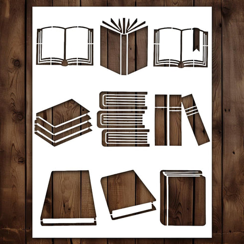 Book Stencil | Reusable Family Back to School Theme Classroom Decoration Teaching Aids Stencils for Painting on Wood, Glass, Wall, Rock, Fabric, W...