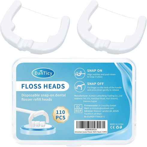 Ultraclean Access Flosser Refill Heads Snap-On Dental Flosser Refill Heads for Proper Oral Care & Hygiene 110PCS...