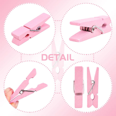 50pcs Pink Wooden Small Clothespins Photo Clips Wood Paper Peg Pin Craft Clips for Wall Hanging Pictures Clothing Jewelry Items Home Party Wedding...
