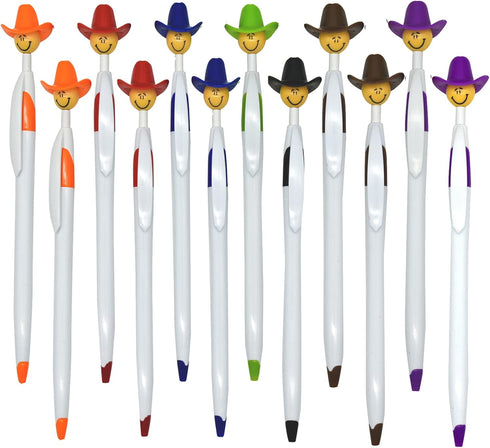 28PCS Novelty Cowboy Pens Fun Hat Smile Pen Cool Retractable Ballpoint Pens For Adults School Home Office Stationery Store Party Gifts....