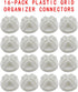 16-Pack Plastic Grid Organizer Connectors for Modular Closet Storage and Metal Grid Shelving Units, White Wire Cube Connectors with 1.42" OD and 0...