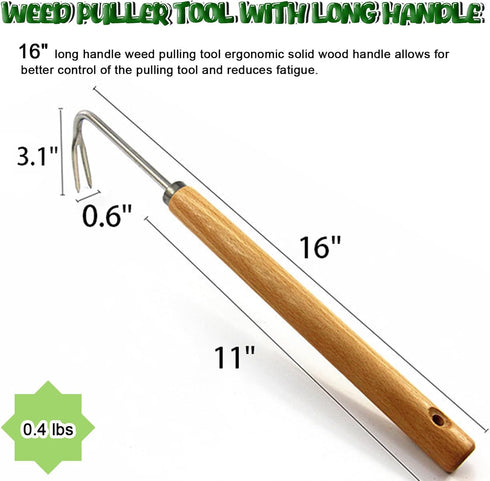 16” Weed Puller Tool & Weeding Artifact Uprooting Weeding Tool Weeder Tool for Yard Long Handle Convenient and Easy to Use, Gardening Hand Weeder ...