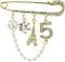 Vintage Crown Number 5 Lapel Pins and Brooches for Women Rhinestone Jewelry with Simulated Pearl...
