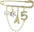 Vintage Crown Number 5 Lapel Pins and Brooches for Women Rhinestone Jewelry with Simulated Pearl...