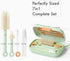 Travel Baby Bottle Cleaning Kit, 7in1 Extendable Silicone Travel Bottle Brush Set & Drying Rack, Nipple, Straw, & Breast Pump Portable cleaning, w...