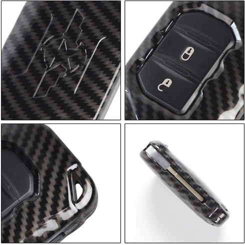 CheroCar for JL JT Jeep Key Fob Cover Skin Case Protection for Jeep Wrangler JL JLU 2018-2020, for Jeep Gladiator 2020, Key Replacement Accessorie...