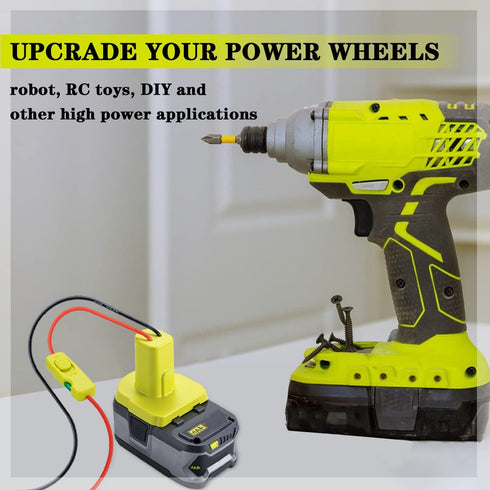 Upgraded 18V Battery Adapter for Ryobi 18V One+ Battery Adapter All-in-one Design of The Fuse and Switch Power Tool Battery Converter Kit 14 Gauge...