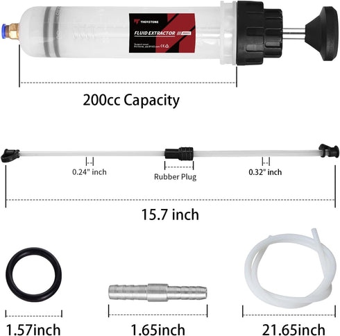 Thorstone Automotive Fluid Extractor Pump with long rubber hose, Oil Change Syringe with Hose, Manual Fuel Suction & Filler, Fluid Oil Change Evac...