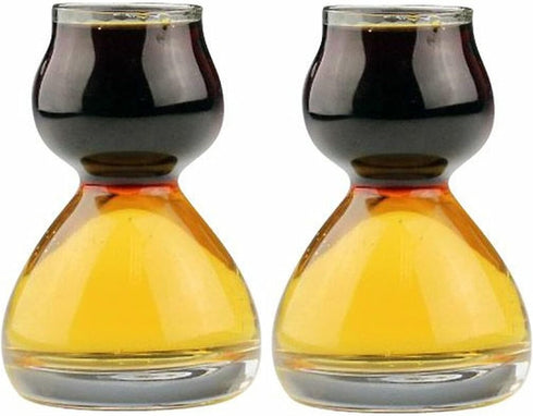 Double Bubble Layered Shot Glass – Chaser Shot Glass Jigger for Smooth Tasty Shots – Fun Unique Split Shot Glasses Barware (1.25oz Top & 2.25oz Bo...