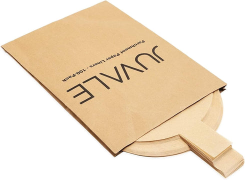 Juvale Unbleached Baking Parchment Paper Rounds with Easy Lift Tabs (9 in, 100 Sheets)...