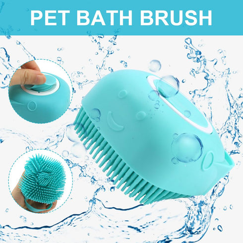 2Pcs Dog Cat Bath Brush Soft Silicone Dog/Puppy Massage Brush Hair Fur Grooming Cleaning Brush with Shampoo Dispenser,for Long Short Haired Pets,w...