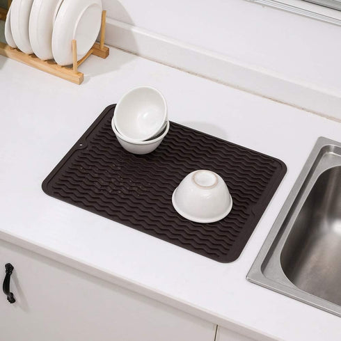 Silicone Dish Drying Mat for Multiple Usage,Easy clean,Eco-friendly,Heat-resistant Silicone Mat for Kitchen Counter or Sink,Refrigerator or drawer...
