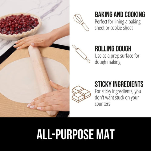 Gorilla Grip Non Stick Silicone Baking Mat Sheet, 2 Pack, Reusable Cookie Sheets Liner, Heat Resistant, No Oil Greasing Needed, Kitchen Oven Essen...