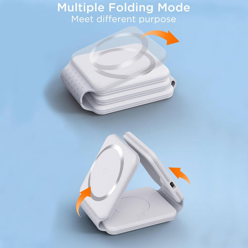 3 in 1 Charging Station for Apple Devices, Compatible with MagSafe Wireless Charger Pad for iPhone 15/14/13/12 Series, Travel Wireless Charger for...