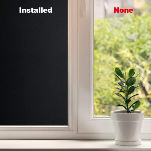 Static Cling Total Blackout Window Film 100% UV Blocking Window Darkening Film Black Opaque Privacy Window Tint Removable Plastic Glass Covering (...
