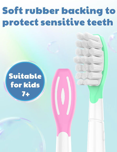 Toptheway Kids Toothbrush Heads for Philips Sonicare: Kids 7+ Standard Sonic Replacement Toothbrush Heads Compatible with Philips Sonicare, Pink G...