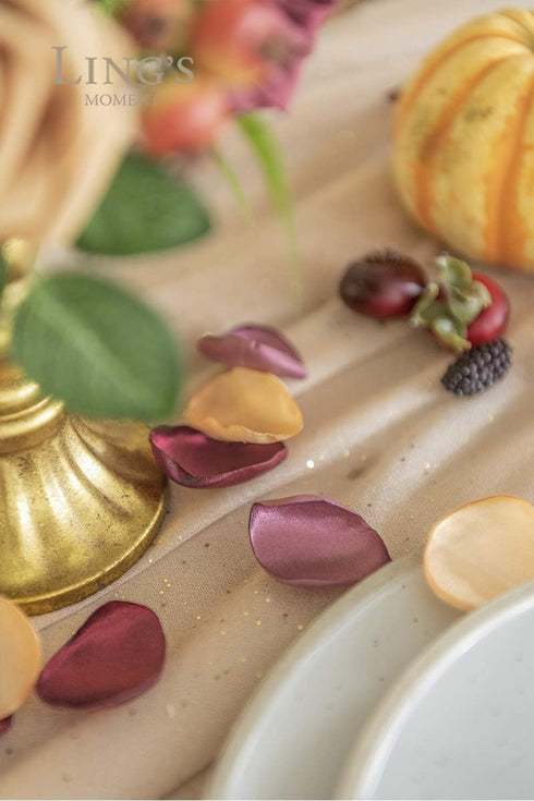 Ling's Moment Rose Petals, Silk Flower Petals for Wedding/Aisle/Flower Girl Baskets/Table Centerpiece Décor,etc.Burgundy Navy Gold 400pcs...