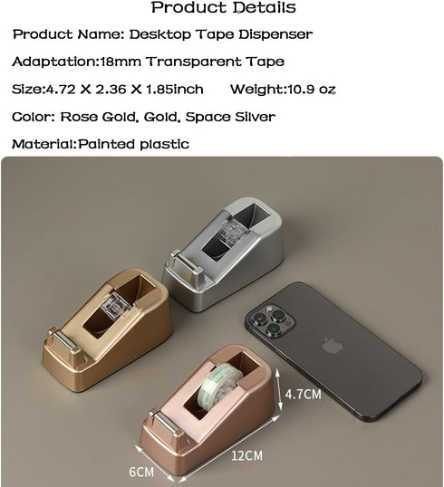 Basics Desktop Tape Dispenser, Office Desk Tape Dispenser, Heavy Duty Desk Accessories Office Tape Dispensers, Weighted Non-Skid Base,Ideal for Ho...