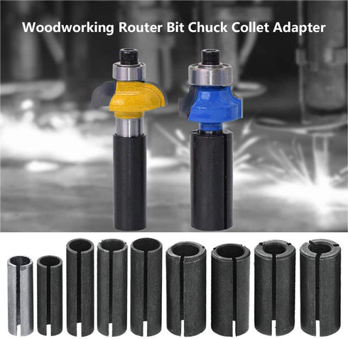 9 Different Sizes Steel Router Collet Chuck Driver Router Adapter Converter for Woodworking Engraving Machine Tool...