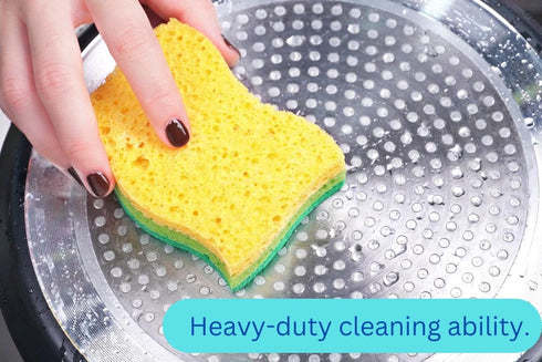 Kitchen Cleaning Dish Sponges, Non-Scratch Natural Wood Pulp Scrubbing Sponge, Multipurpose Swedish Cellulose Heavy-Duty Dish Washing Scouring Pad...
