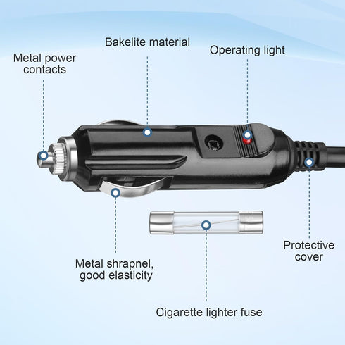 14AWG Car Cigarette Lighter to DC DC7909 Male Connector Adapter Cable 12V/24V DC 8mm Car Charger Power Supply Cord with 15A Fuse Use for Car Truck...