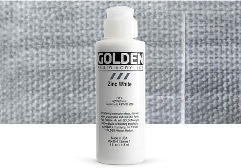 Golden Fluid Acrylic, 4 ounce bottle, Zinc White (2415-4)...